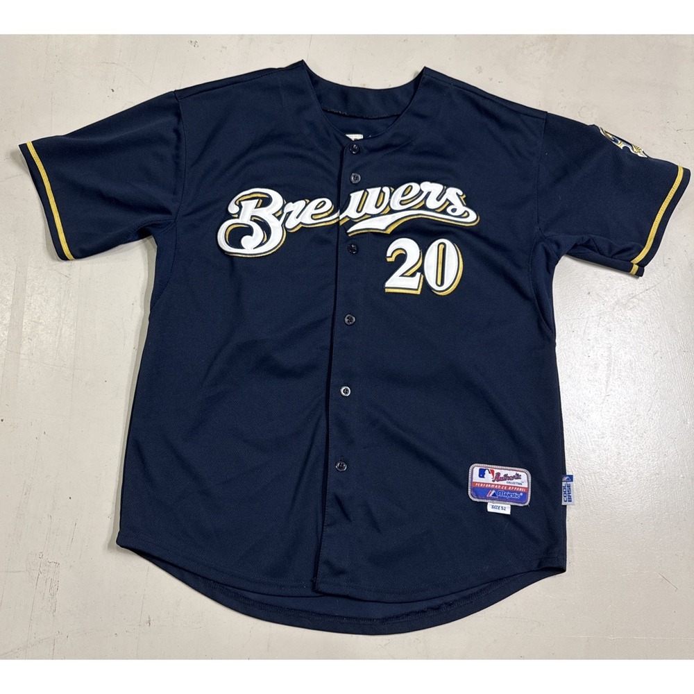 MILWAUKEE BREWERS JONATHAN LUCROY JERSEY NAVY BLUE MAJESTIC ADULT 52 XL COOLBASE